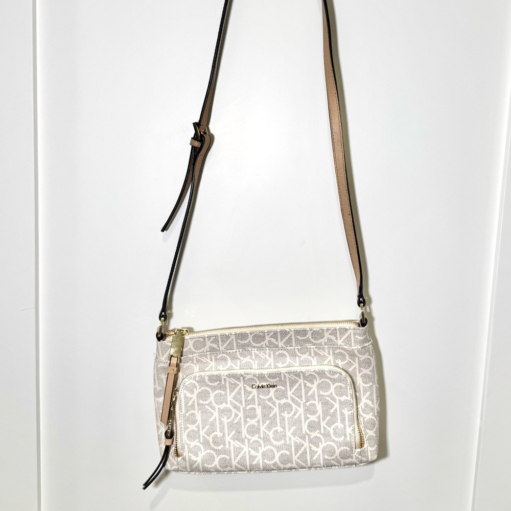 Calvin Klein Beige Monogram Crossbody Bag